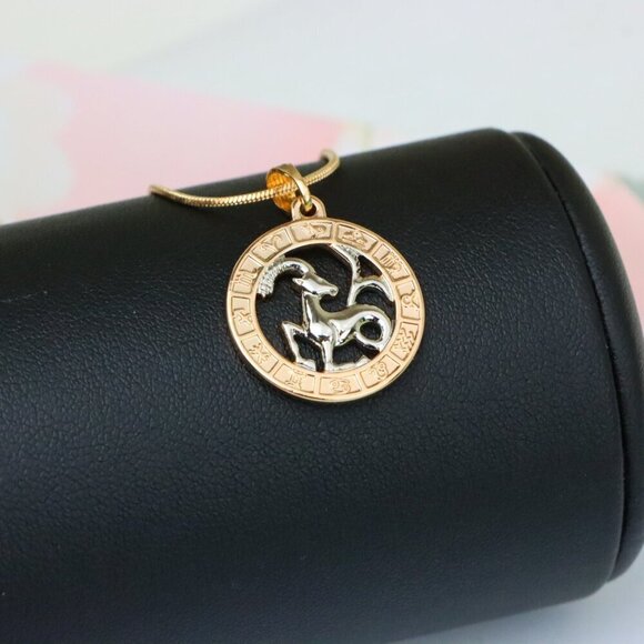 "Rose Gold Capricorn Zodiac Pendant with Elegant Goat Symbol Design, XPPT1452 - Picture 5 of 12